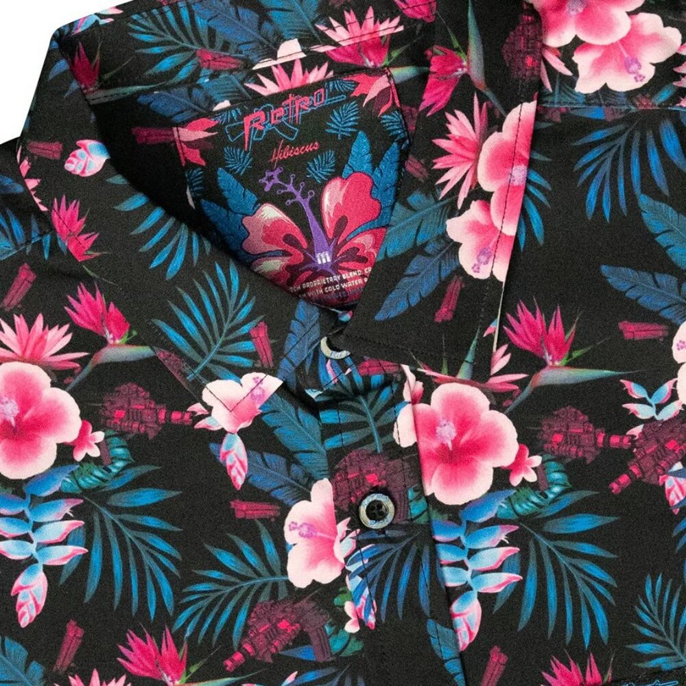 Retro Rifle Tropics Flannel Shirt Size Medium Button Down Colorful Hawaii